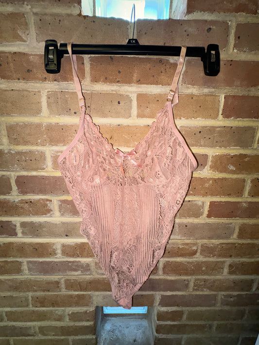 Valentine’s Day Pink Lace Body Suit XL