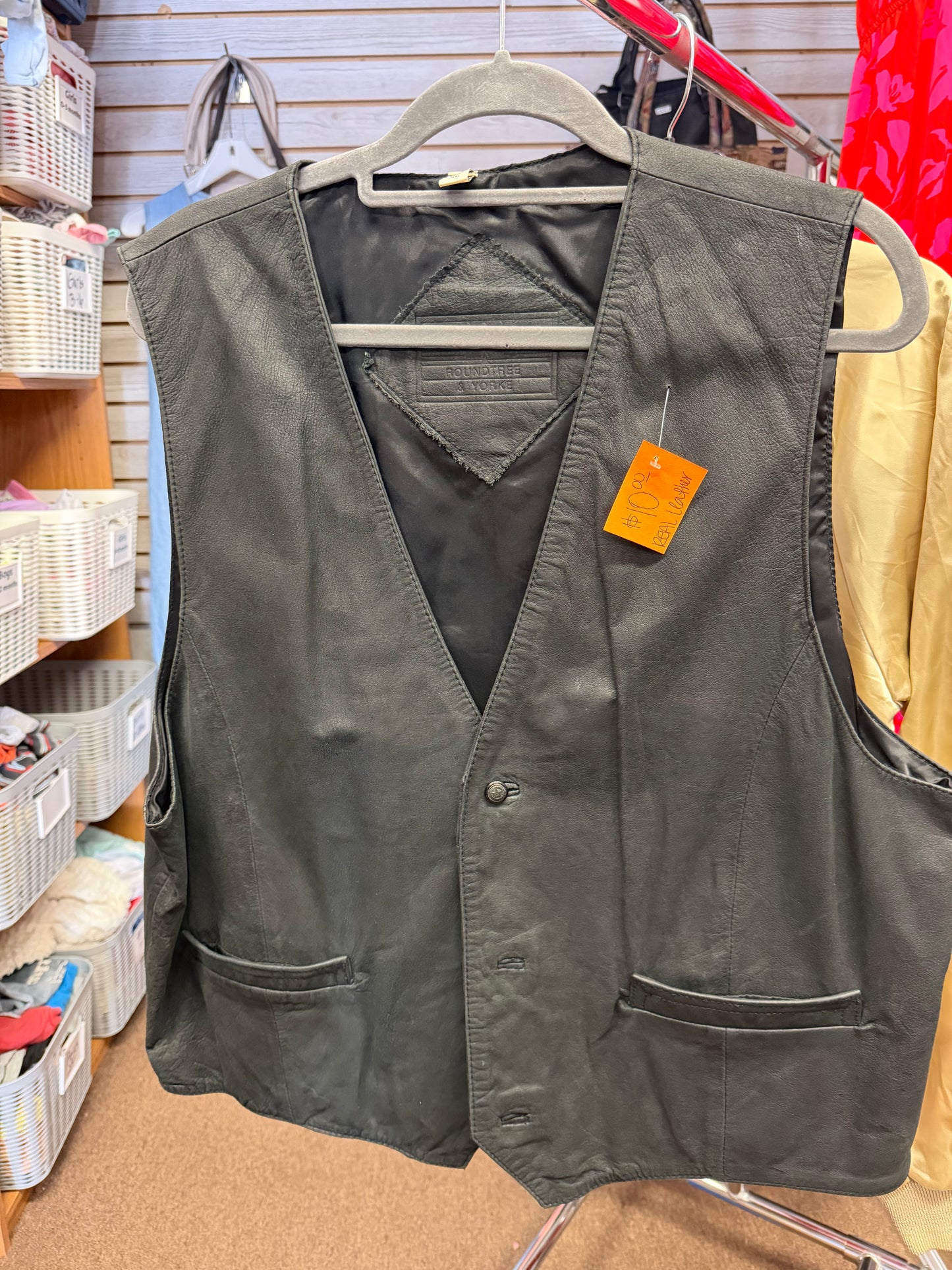 Real leather vest - round tree + yorke XL