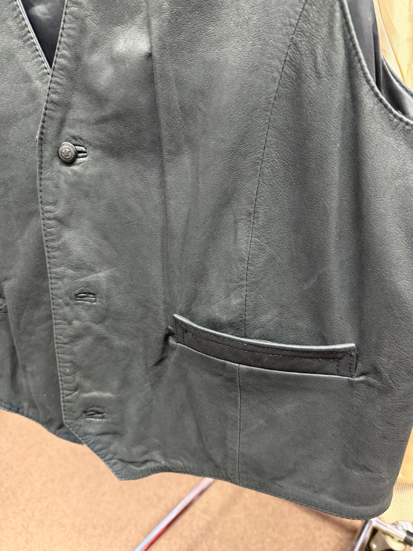 Real leather vest - round tree + yorke XL