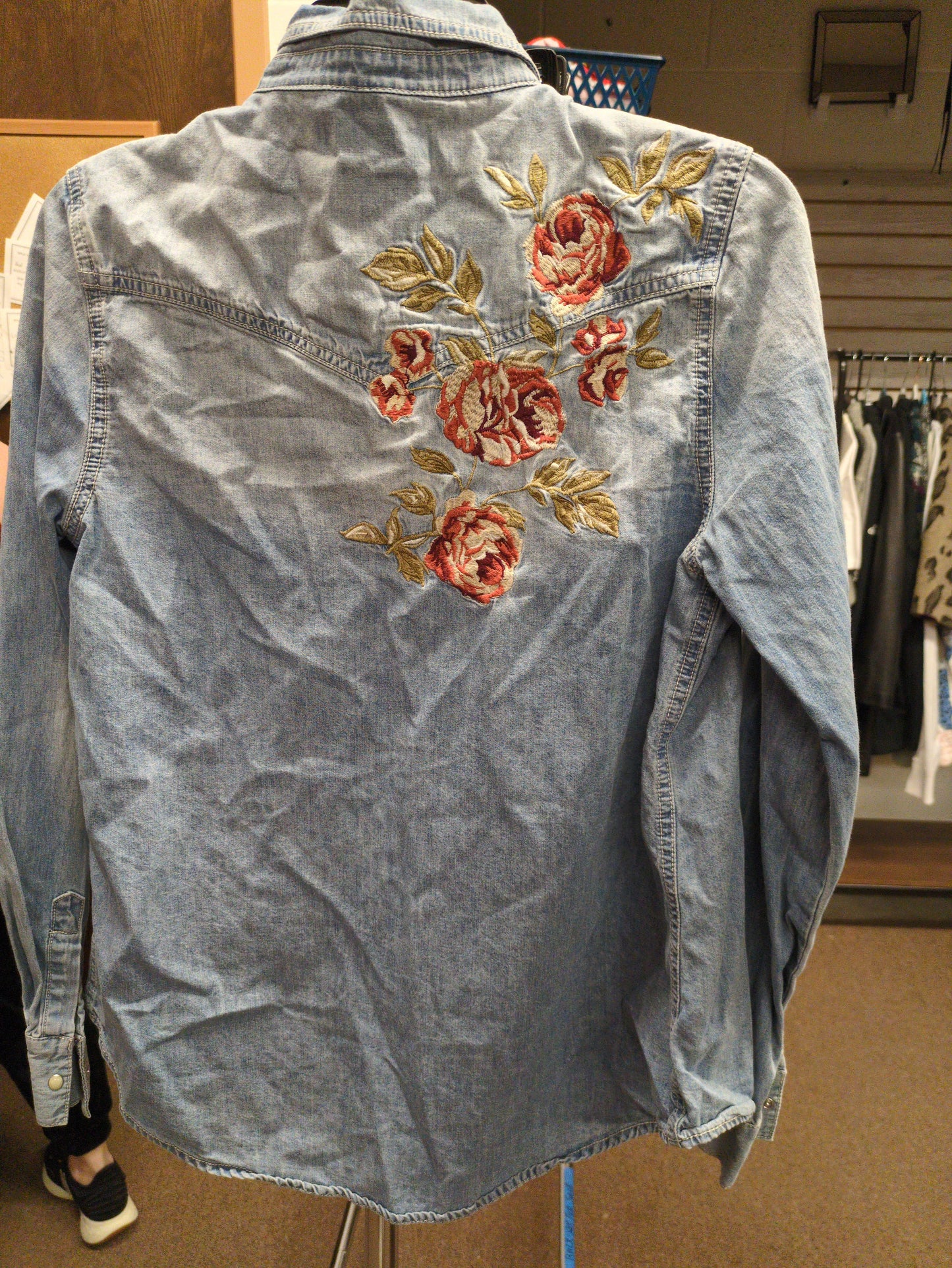 Floral Denim Shirt Sz S