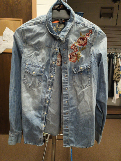 Floral Denim Shirt Sz S