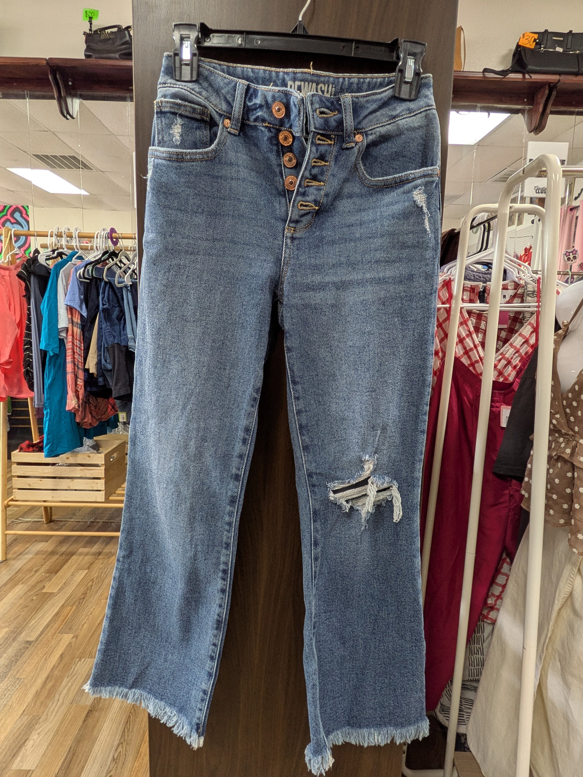 Rewash high rise ankle cut distressed jean